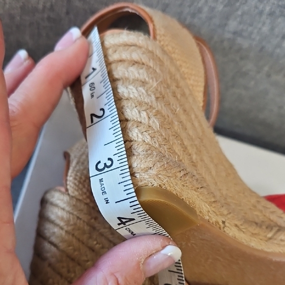 Halogen Red Espadrille Wedge Sandals with Tan Ankle Strap Never Worn Size 6.5M - Picture 7 of 12
